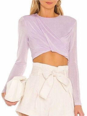 Significant Other Lilac Twist-Front Long Sleeve Crop Top